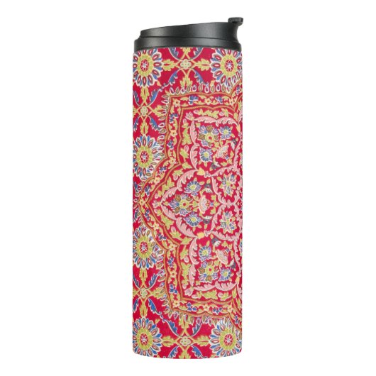 Red Mandala  Indiase kunst Boho Thermosbeker (Gedraaid links)