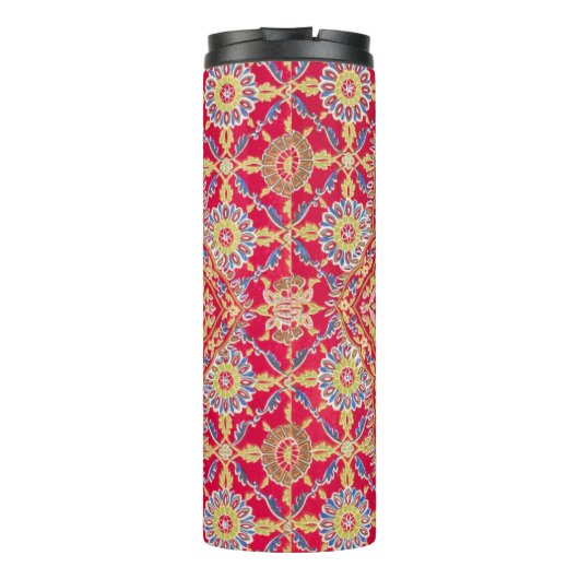 Red Mandala  Indiase kunst Boho Thermosbeker (Achterkant)