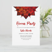 Red Mandala Mehndi Henna Party Kaart (Staand voorkant)