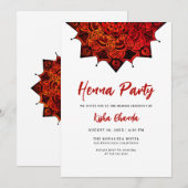 Red Mandala Mehndi Henna Party Kaart (Voorkant / Achterkant)