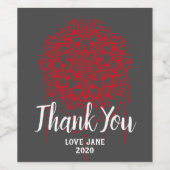 Red Mandala modern bedankt cadeau Wijn Etiket (Enkel label)