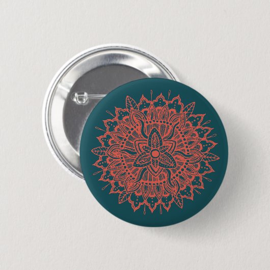 Red Mandala Ornament Button (Voorkant /achterkant)