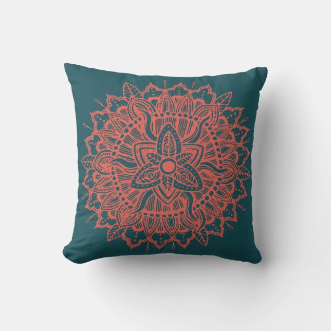 Red Mandala Ornament Sierkussen (Voorkant)