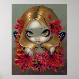 Red Maple Fairy ART PRINT-herfst verlaat fantasie Poster