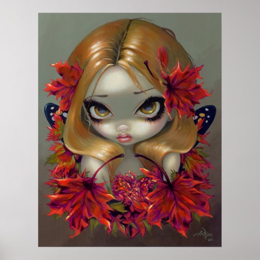 Red Maple Fairy ART PRINT-herfst verlaat fantasie Poster (Voorkant)