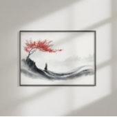 Red Maple Ink Zen Minimalist Wall Art Perfect Poster