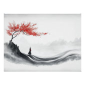 Red Maple Ink Zen Minimalist Wall Art Perfect Poster (Voorkant)