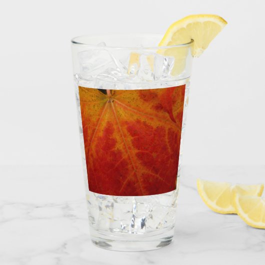 Red Maple Leaf Abstracte Autumn Natuur Fotografie Glas (Achterkant ijs)