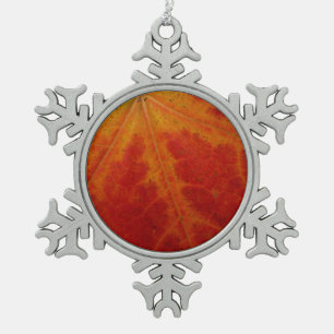 Red Maple Leaf Abstracte Autumn Natuur Fotografie Tin Sneeuwvlok Ornament