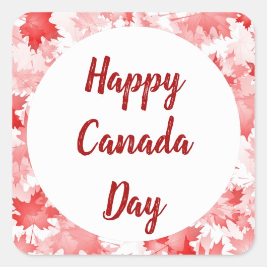 Red Maple Leaf Canada Symbol Emblem Flag Logo Vierkante Sticker (Voorkant)