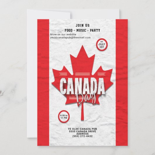 Red Maple Leaf Flag Canada Dag Party Uitnodiging (Voorkant)