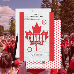 Red Maple Leaf Flag Canada Dag Party Uitnodiging