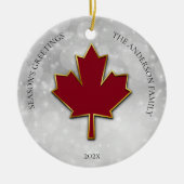 Red Maple Leaf Greetings Keramisch Ornament (Voorkant)