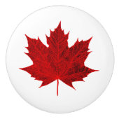 Red Maple Leaf Keramische Knop (Voorkant)