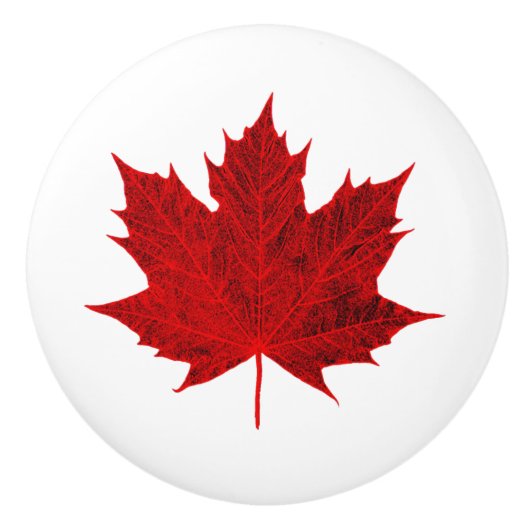 Red Maple Leaf Keramische Knop (Voorkant)