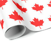 Red Maple Leaf Pattern Cadeaupapier (Rol Hoek)