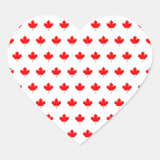 Red Maple Leaf Pattern Hart Sticker (Voorkant)