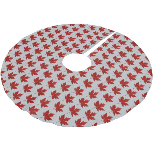 Red Maple Leaf Pattern Kerstboom Rok (Gekanteld)