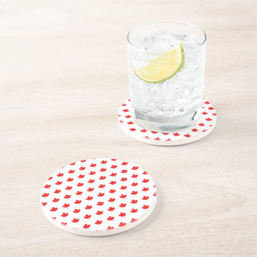 Red Maple Leaf Pattern Zandsteen Onderzetter (Zijkant)