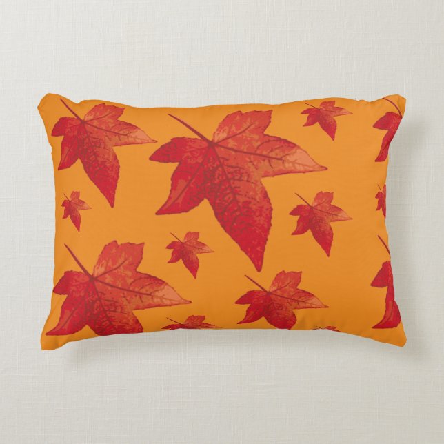 Red Maple Leaf Print Accent Kussen (Voorkant)