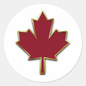 Red Maple Leaf Ronde Sticker (Voorkant)