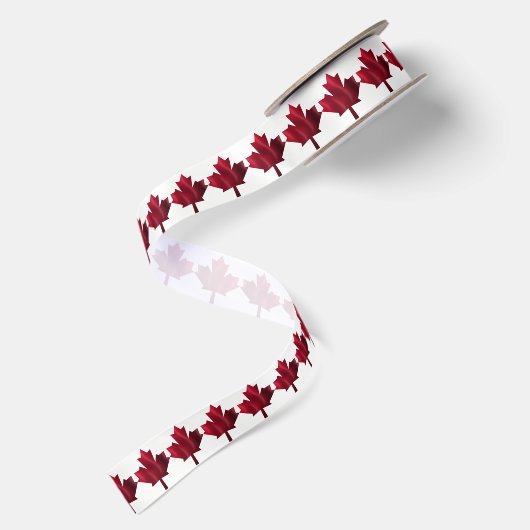 Red Maple Leaf Satijnen Lint (Achterkant)