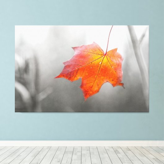 Red Maple Leaf - Velvet Autumn Canvas Afdruk (Insitu (Houten vloer))