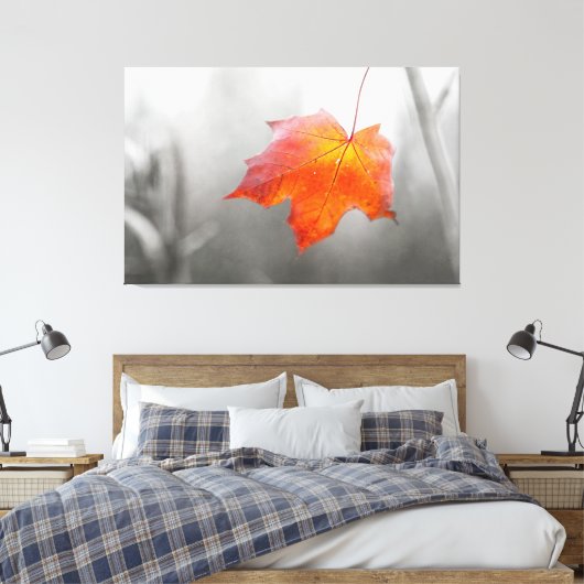 Red Maple Leaf - Velvet Autumn Canvas Afdruk (Insitu (Slaapkamer))