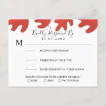 Red Maple Leaf Wedding RSVP-kaart