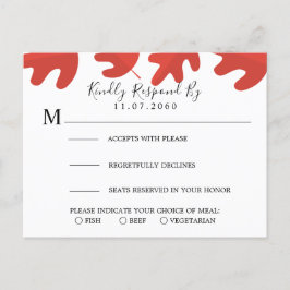 Red Maple Leaf Wedding RSVP-kaart Uitnodiging Briefkaart
