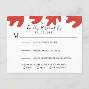 Red Maple Leaf Wedding RSVP-kaart Uitnodiging Briefkaart