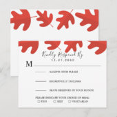 Red Maple Leaf Wedding RSVP-kaart Uitnodiging Briefkaart (Voorkant / Achterkant)