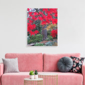 Red Maple Leaves in a Japanese Garden Canvas Afdruk (Insitu (Woonkamer))