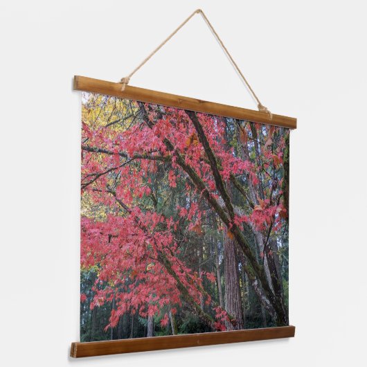 Red Maple Leaves on Tree Botanical Hangend Wandkleed (Gebogen)