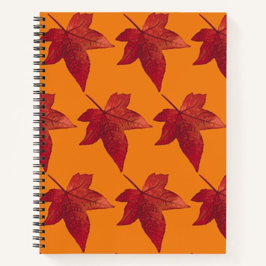 Red Maple Leaves Patroon Notitieboek (Voorkant)