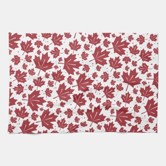 Red Maple Leaves Patroon Theedoek (Horizontaal)