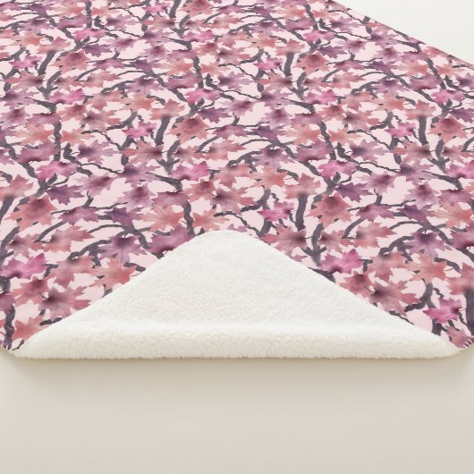 Red Maple Tree Sherpa Blanket Deken (3/4)