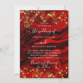 Red Marble Elegant Wedding Invitation Kaart (Voorkant)