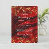 Red Marble Elegant Wedding Invitation Kaart (Staand voorkant)