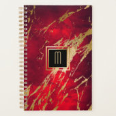 Red Marble Gilded Gold Monogram Planner (Voorkant)