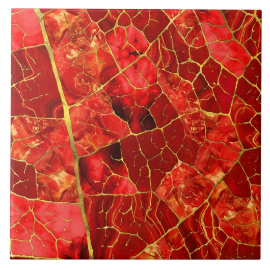 Red Marble Leaf Tegeltje (Voorkant)