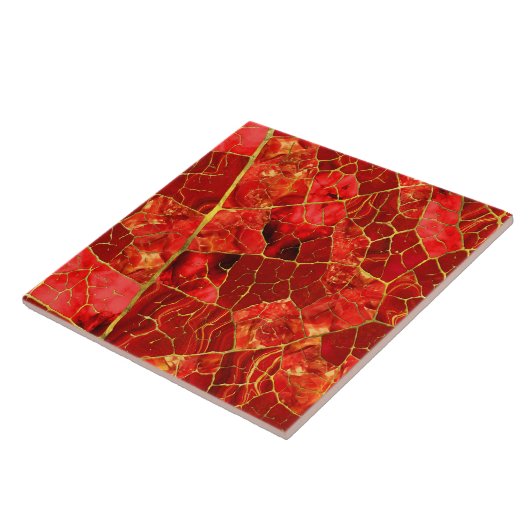 Red Marble Leaf Tegeltje (Zijkant)