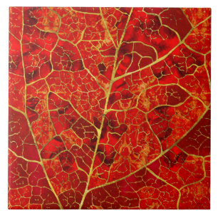 Red Marble Leaf Tegeltje