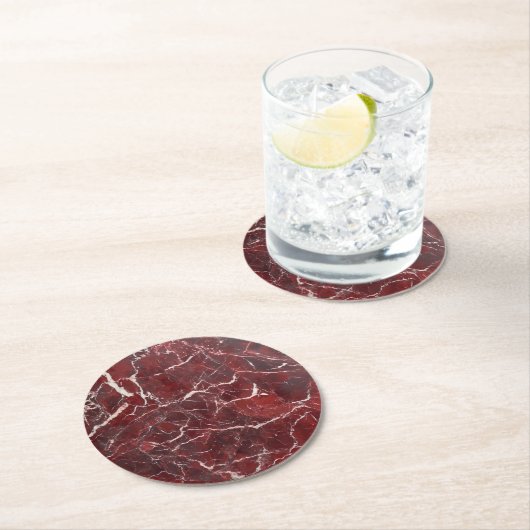 Red Marble Pattern Ronde Kartonnen Onderzetter (Insitu)