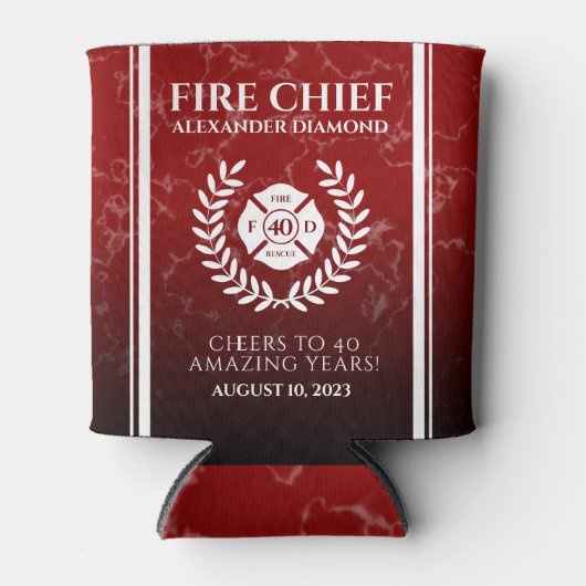 Red Marble Retiring Firefighter Blikjeskoeler (Voorkant)