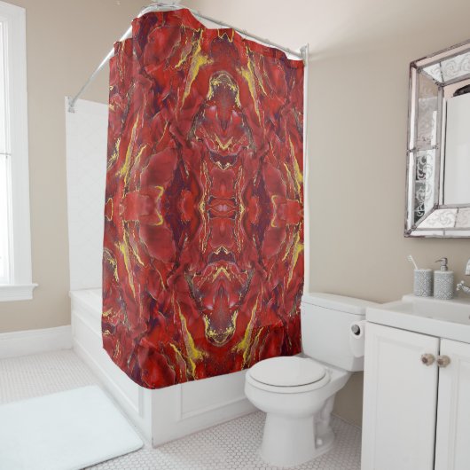 Red Marble Shower Curtain Douchegordijn (In situ)