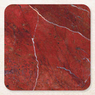 Red Marble Stone Modern Elegant Stijlvol Kartonnen Onderzetters