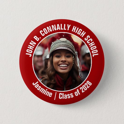 Red Marching Band Foto High School Brag Ronde Button 5,7 Cm (Voorkant)