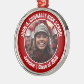 Red Marching Band Foto Middelbare School Kerstmis Metalen Ornament (Links)