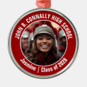 Red Marching Band Foto Middelbare School Kerstmis Metalen Ornament (Voorkant)